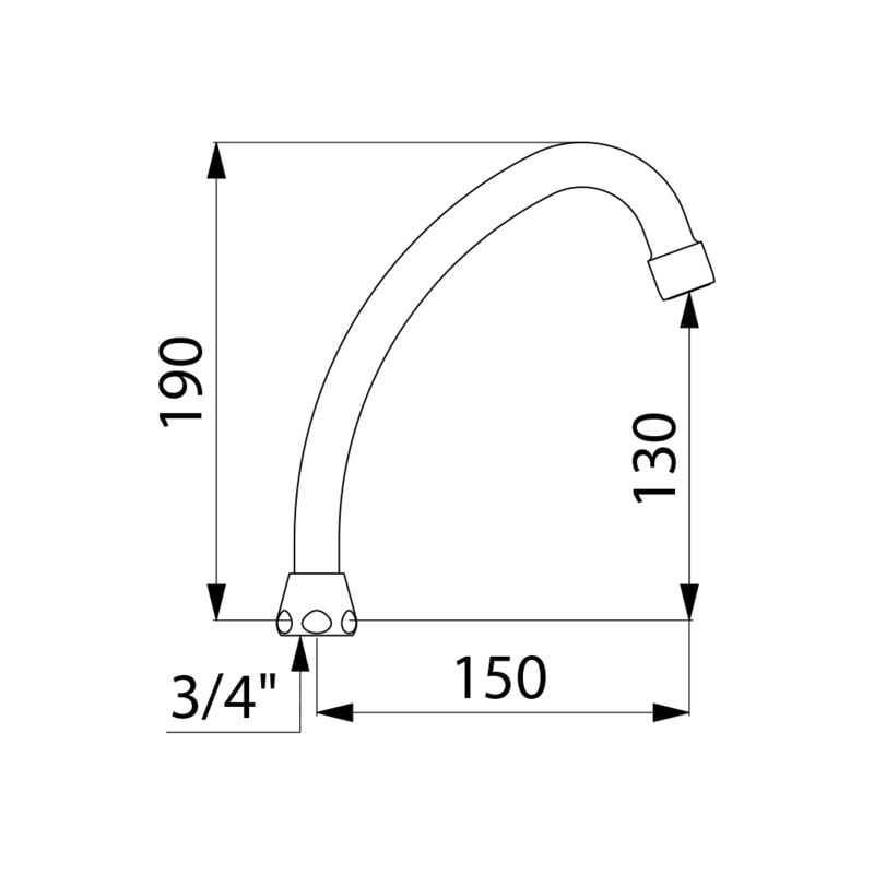 foto del prodotto rompigetto universale a collo d oca f3 4 l.150 h130 delabie regolabile 965152