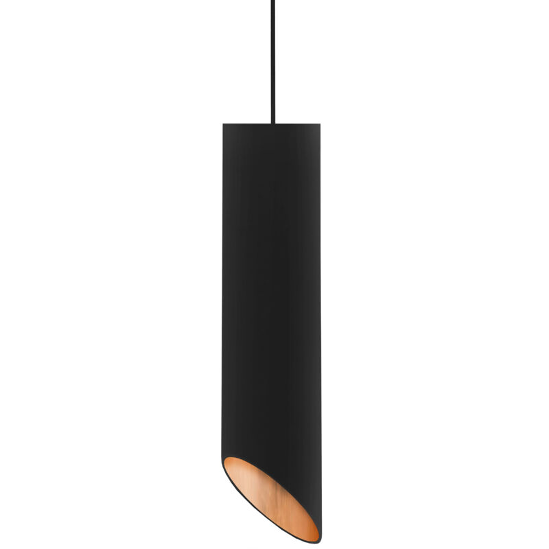 foto del prodotto rond coup sospensione, 1x gu10, max 33w, metallo, nero opaco foglia rame, d.6cm x h30cm lumicom