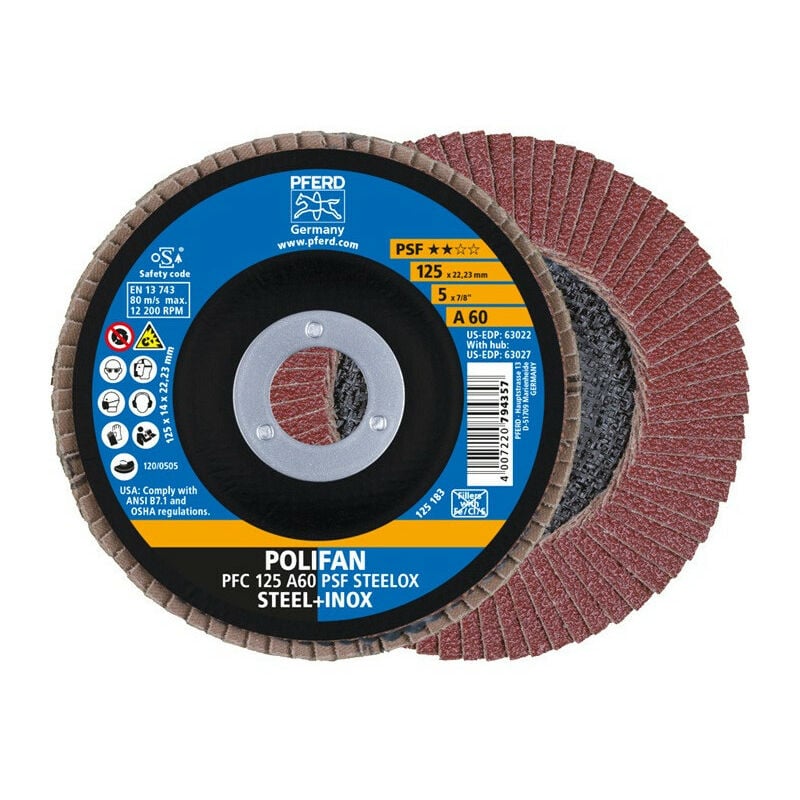 foto del prodotto rondella dentellata polifan a psf steelox d.125mm k.a 60 conica acciaio legno nk pferd per 10 
