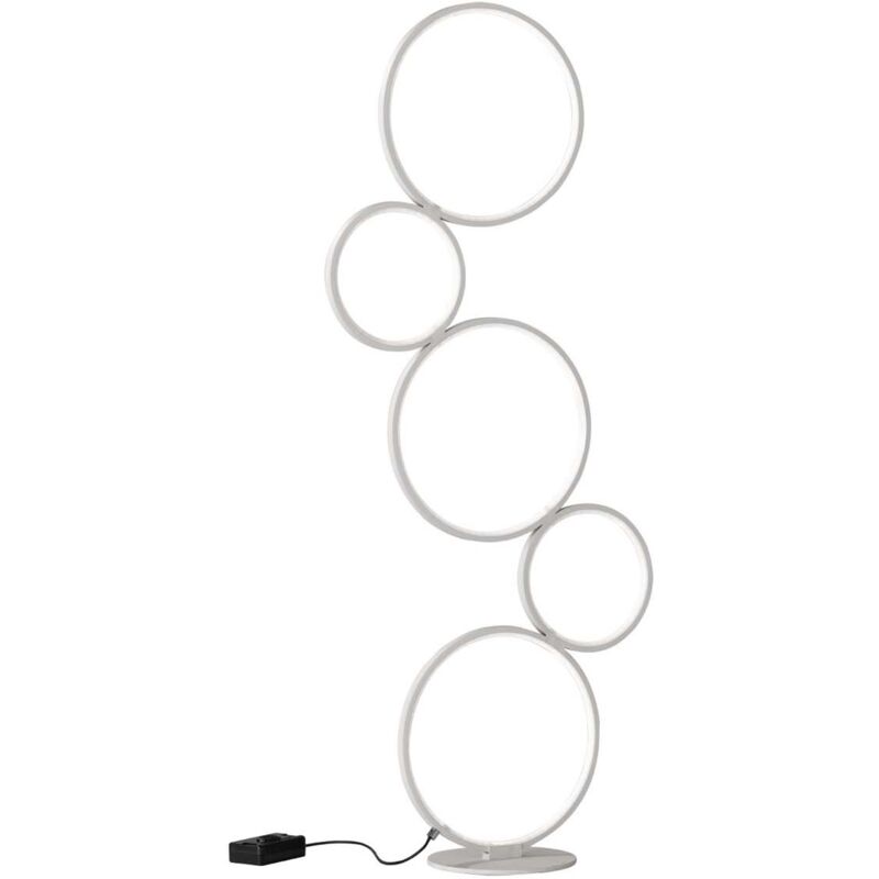 foto del prodotto rondo piantana led 5 cerchi metallo bianco opaco con varialuce h. 115cm