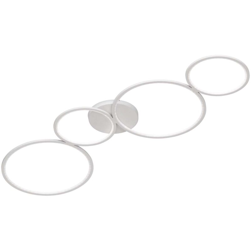 foto del prodotto rondo plafoniera led 4 cerchi metallo bianco opaco con variazione intensita' con interruttore a parete l. 95cm