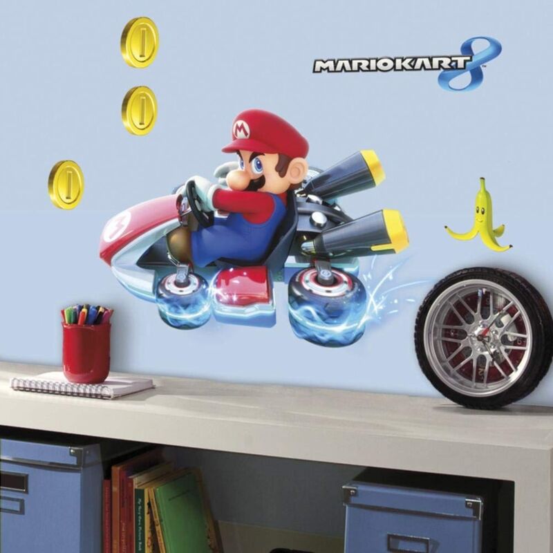 foto del prodotto roommates 54388 rm mario kart 8 adesivo da parete, pvc, multicolore, 13 x 2,5 x 45,5 cm