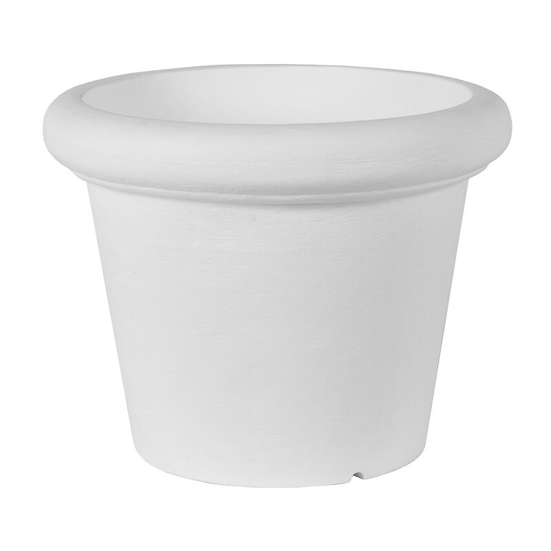 foto del prodotto rosa 55 vaso rustico rotondo da interno ed esterno per piante e fiori molto resistente al passare del tempo. realizzata in polietilene in spagna