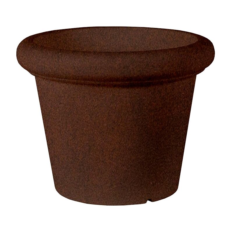 foto del prodotto rosa 55 vaso rustico rotondo da interno ed esterno per piante e fiori molto resistente al passare del tempo. realizzata in polietilene in spagna