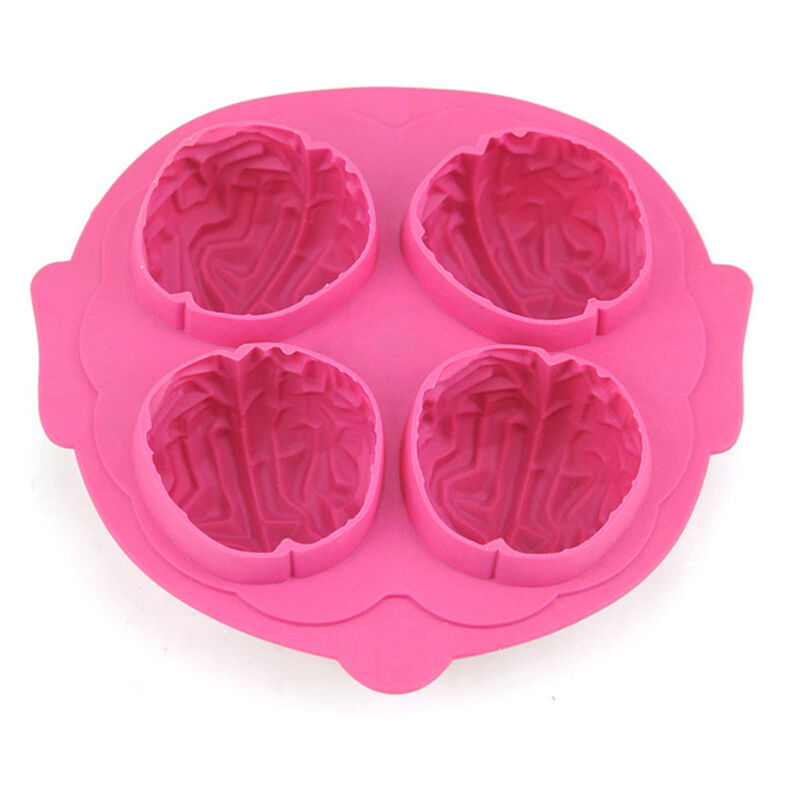 foto del prodotto rosa cubo di ghiaccio per cervello stampo per ghiaccio divertente cubo di ghiaccio a quattro fori cubo di ghiaccio creativo per halloween.