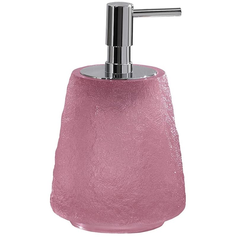 foto del prodotto rosa, g irina, dispenser, dosatore sapone bagno in resina trasparente, fatto a mano, garanzia 2 anni, misure 16 x 9,9 x 9,9 cm e peso 0,616 kg,