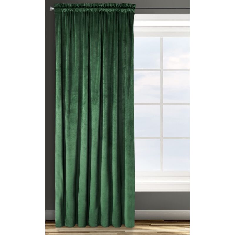 foto del prodotto rosa tenda in velluto con fettuccia arricciatenda - 1 unità, soffice, pannello, drappo classico, glamour, elegante, soggiorno, camera da letto, 290 g/m2, 135x300 cm, verde scuro - eurofirany