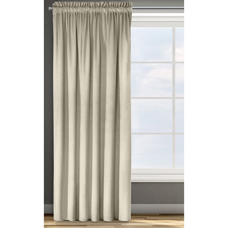 foto del prodotto rosa tenda in velluto con fettuccia arricciatenda - 1 unità, soffice, pannello, drappo classico, glamour, elegante, soggiorno, camera da letto, 290 g/m2, 140x270 cm, beige - eurofirany