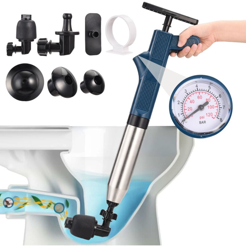 foto del prodotto rosahqnda pulitore per wc ad alta pressione, per lavandini, wc, bagni, docce, cucine, pulitore per scarichi ad aria compressa