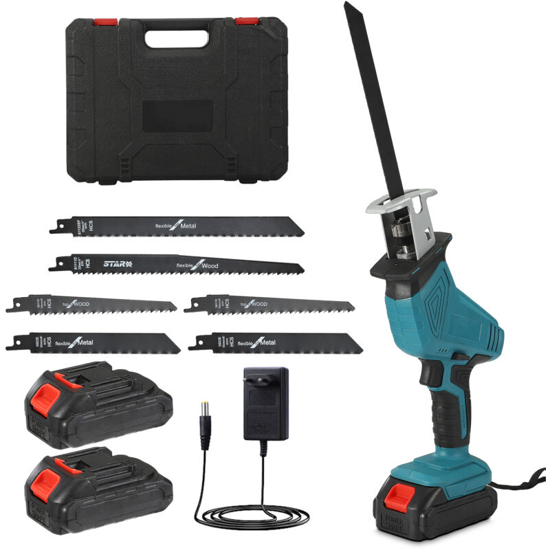 foto del prodotto rosahqnda seghetto alternativo a batteria per metallo, legno, tubi in pvc e alberi, batteria da 21 v, 6 lame