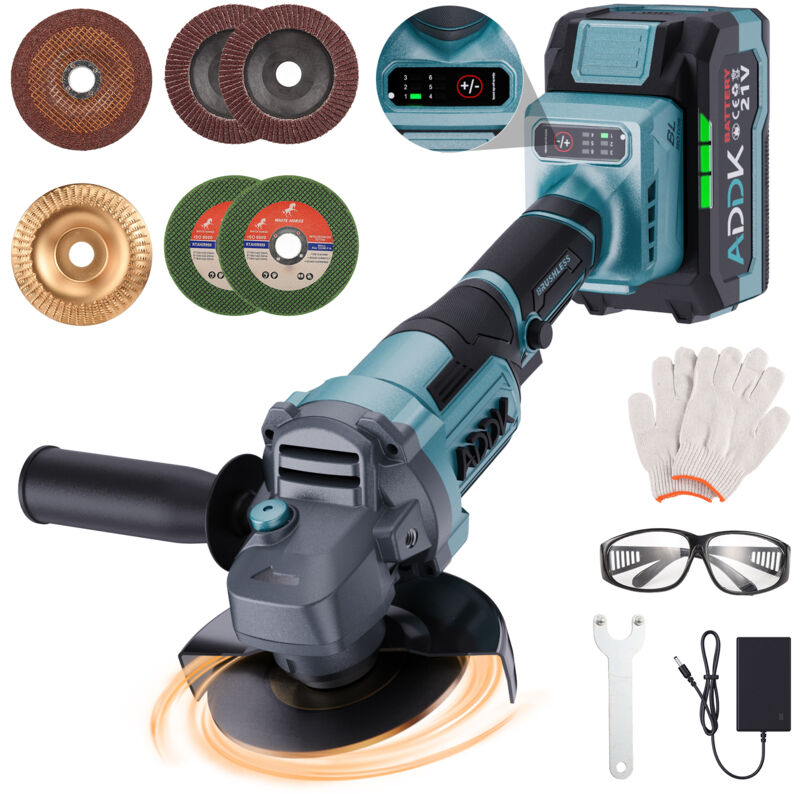 foto del prodotto rosahqnda smerigliatrice angolare utensile a motore 21 v 125 mm 9000 giri min brushless