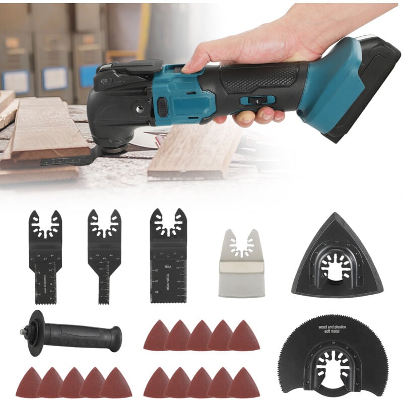 foto del prodotto rosahqnda utensile multifunzione per batteria agli ioni di litio makita da 18 v, multiutensile con 6 velocit regolabili, motore brushless per