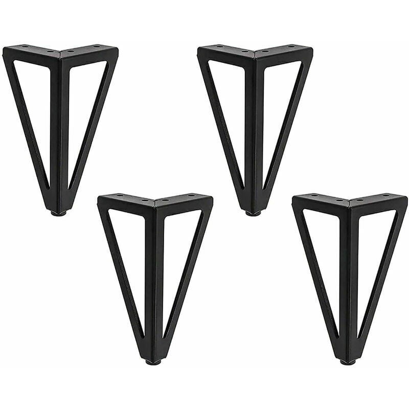 foto del prodotto rosemary 4 gambe per tavolo in metallo triangolare nero, altezza 15 cm, gambe per mobili in stile moderno, adatte per armadi e divani.