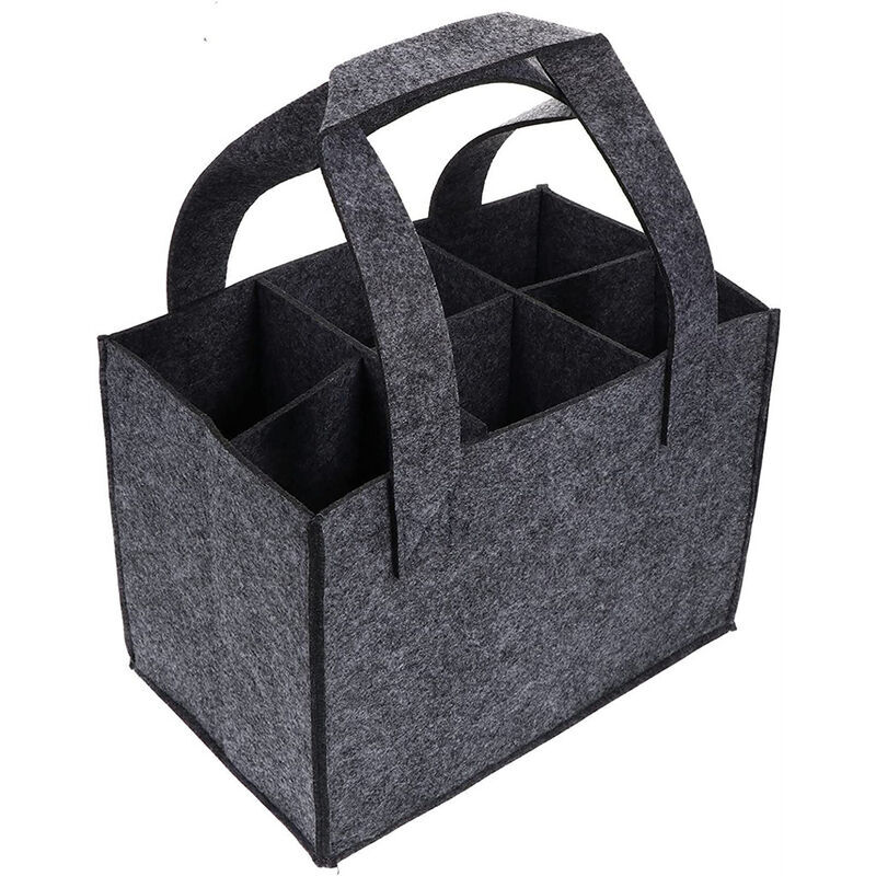 foto del prodotto rosemary borsa in feltro per 6 bottiglie, portabottiglie in feltro, cestino per bottiglie con divisorio separato per 6 bottiglie, portavino,
