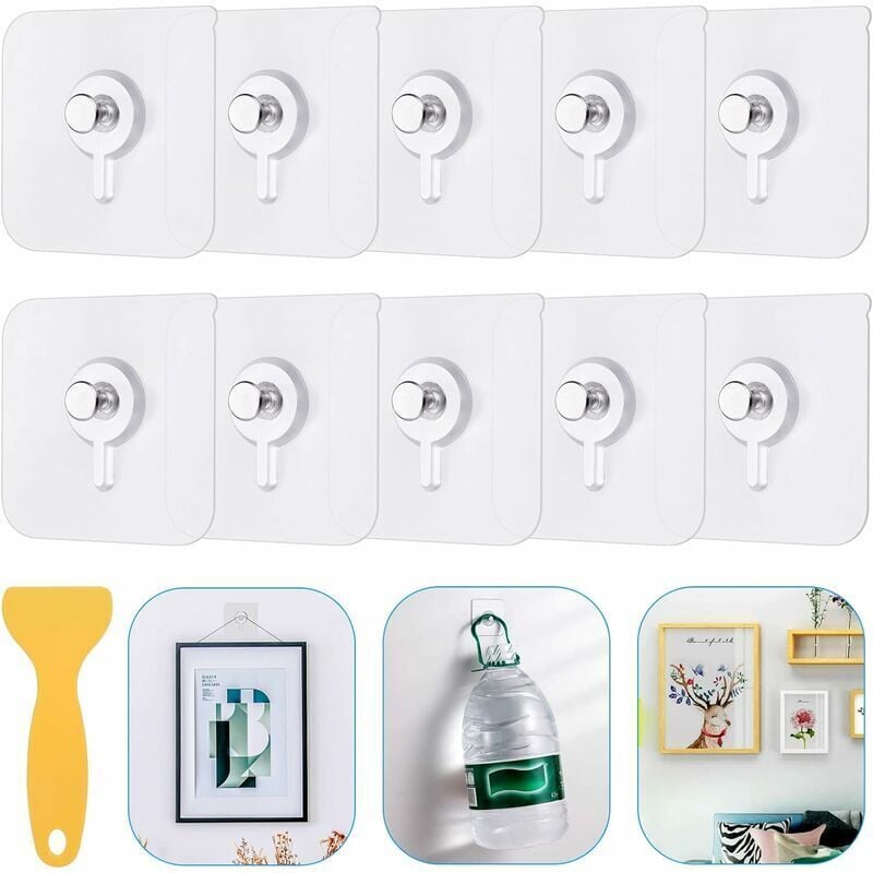 foto del prodotto rosemary confezione da 25 ganci adesivi per quadri senza foratura, ganci adesivi trasparenti per cornici, specchi, quadri, luci decorative, senza