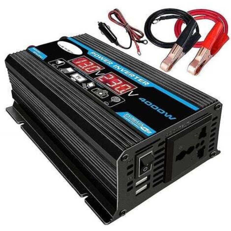 foto del prodotto rosemary - convertitore inverter a onda sinusoidale pura da 300 w, 12 v, 220 v, con telecomando e doppia presa ca per camper, auto e camion.