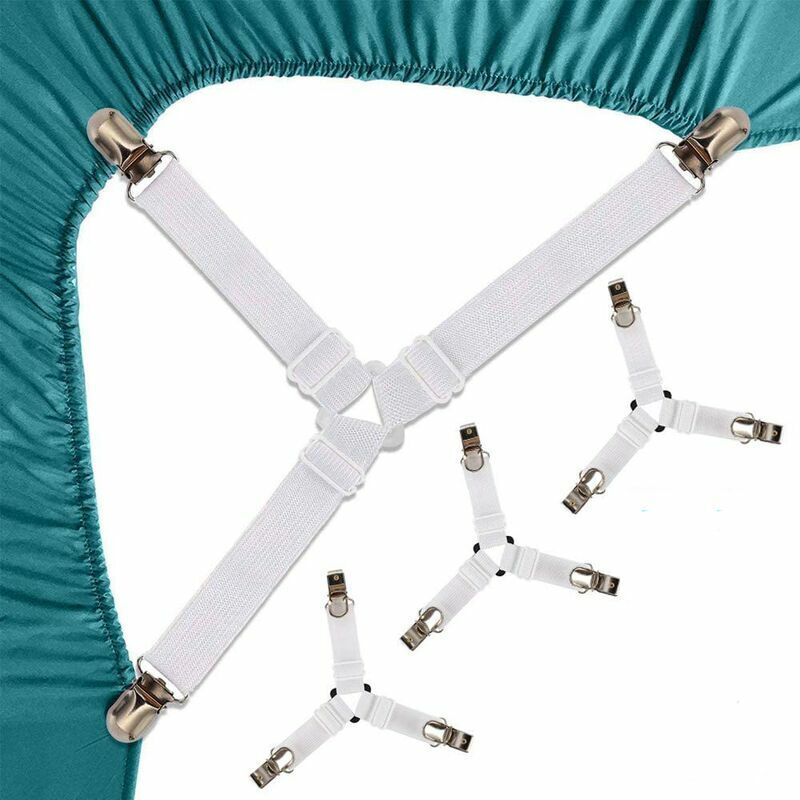 foto del prodotto rosemary lablanc 4 pezzi cinghie per lenzuolo con angoli triangolari, fermaglio elastico per materasso, cinghie regolabili per lenzuolo, cinghia