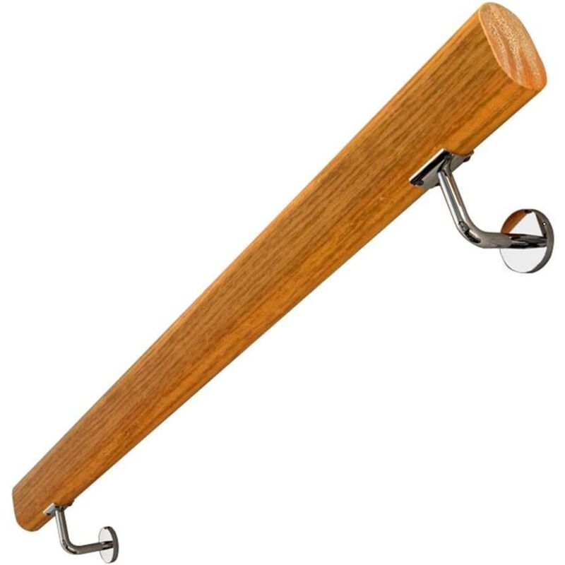 foto del prodotto rosemary lablanc corrimano antiscivolo in legno, barre di supporto per corrimano antiscivolo per soppalchi interni, 2 staffe in acciaio