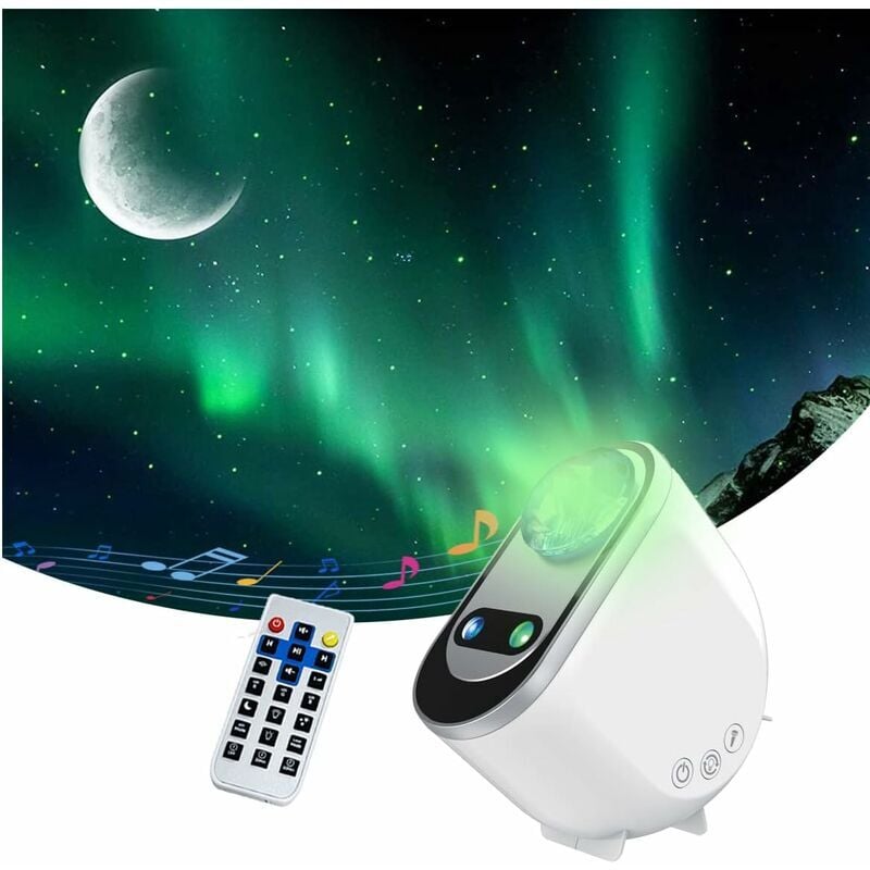 foto del prodotto rosemary lablanc proiettore di luce aurora, proiezione di stelle a led, con altoparlante bluetooth e telecomando, luce notturna per camera da