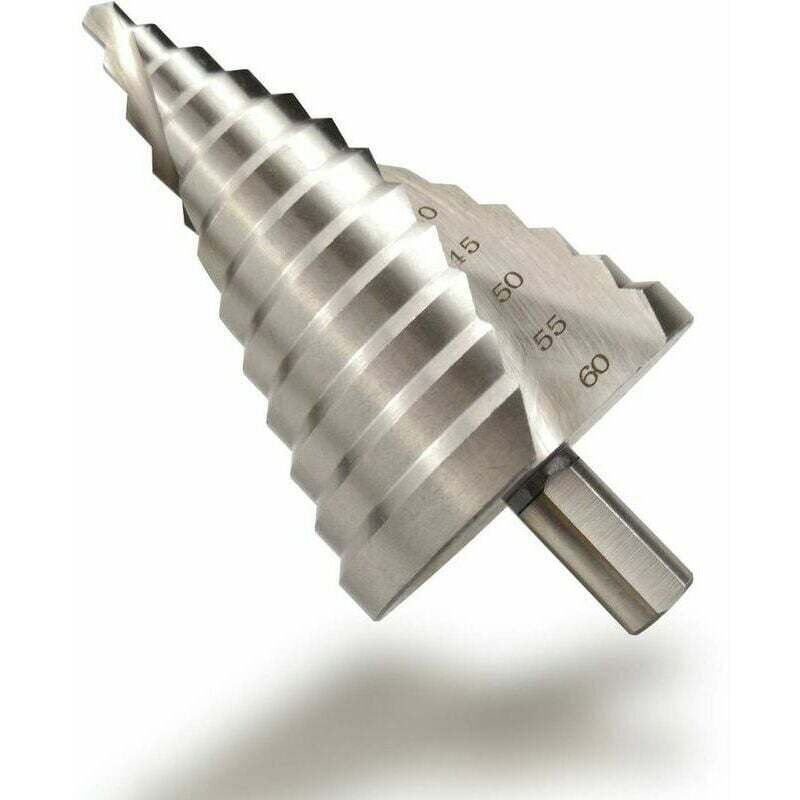 foto del prodotto rosemary punta da trapano hss a gradini da 6 60 mm, con scanalatura conica a spirale, 12 gradini, per foratura con cacciavite su acciaio, ottone,