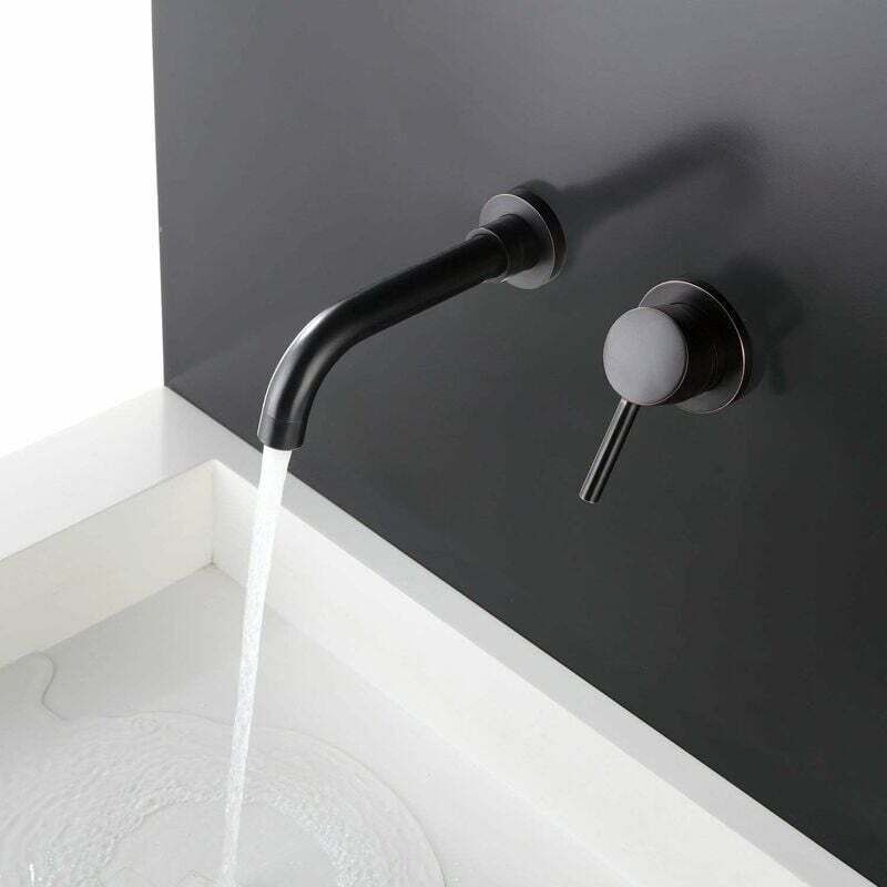 foto del prodotto rosemary rubinetto per lavabo a parete, miscelatore per bagno in ottone, nero opaco