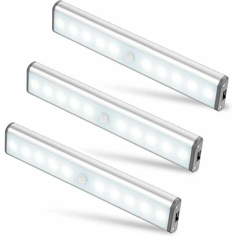 foto del prodotto rosemary set di 3 lampade da 10 led, senza fili, ricaricabili tramite usb, magnetiche, con sensore di movimento, 2 modalit di illuminazione,