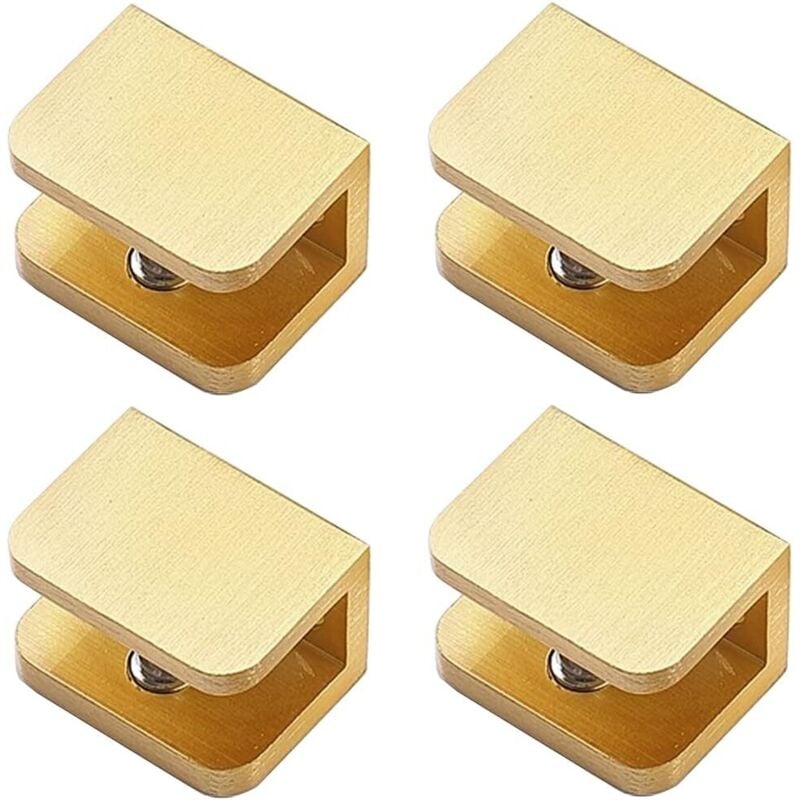 foto del prodotto rosemary set di 4 morsetti per vetro senza foratura per ripiani in vetro da 10 mm a 12 mm, oro