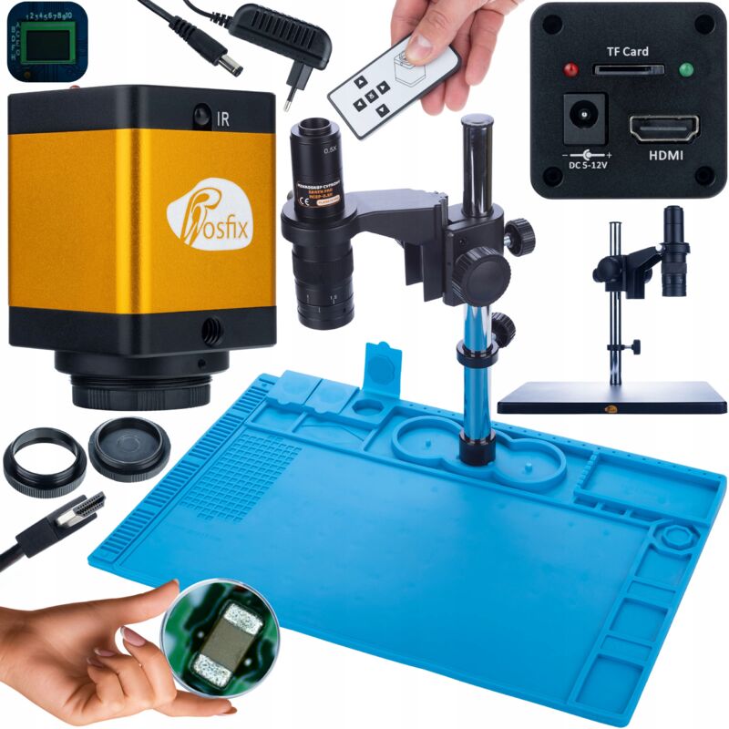 foto del prodotto rosfix microscopio digitale rosfix earth pro mcep 0.5x fotocamera pegasus pro kmpp hdmi tf 12mp tappetino in silicone base in ferro 480x320mm