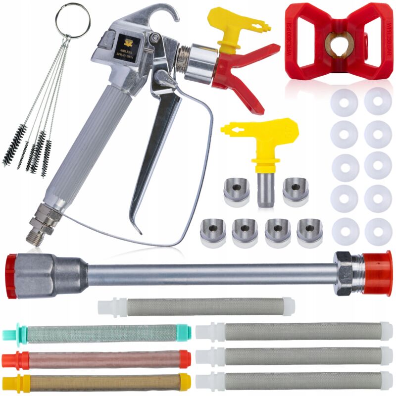 foto del prodotto rosfix pistola per verniciatura per gruppo con ugello 517 lancia da 30 cm set di accessori filtri, spazzole scovolini, copriugello,