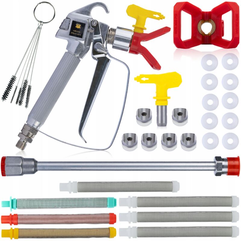 foto del prodotto rosfix pistola per verniciatura per gruppo con ugello 517 lancia da 50 cm set di accessori filtri, spazzole scovolini, copriugello,