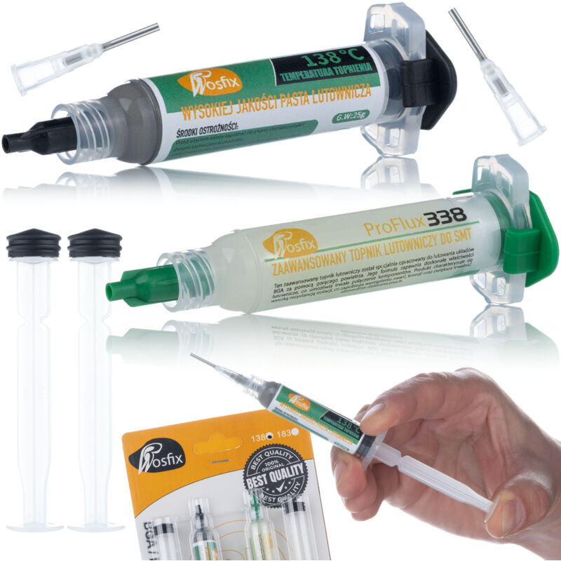 foto del prodotto rosfix rosfix proflux338 kit di saldatura stagno liquido 138 c 2x stantuffo, 2x ago