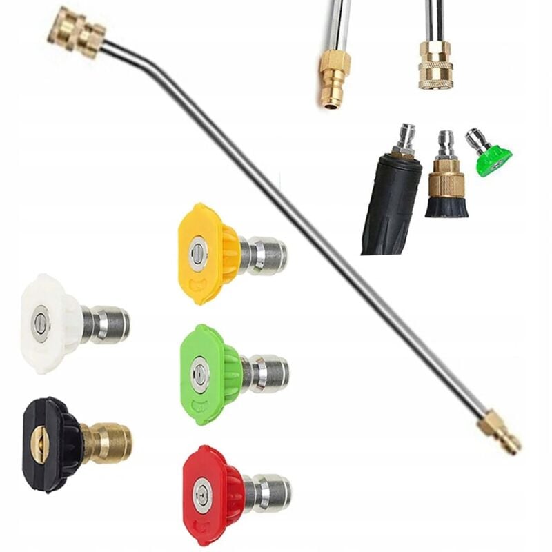 foto del prodotto rosfix set 5 ugelli ad attacco rapido per idropulitrice 0 , 15 , 25 , 40 , 60 lancia per idropulitrice 1 4 34cm, piegata 30 