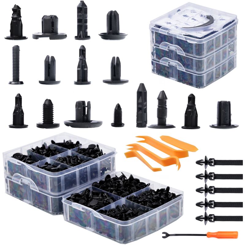 foto del prodotto rosfix set borchie per auto 630 pz. in una scatola di plastica