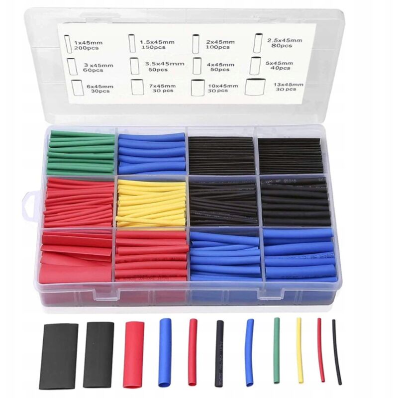 foto del prodotto rosfix set di tubi termorestringenti 850 pz. nell organizzatore
