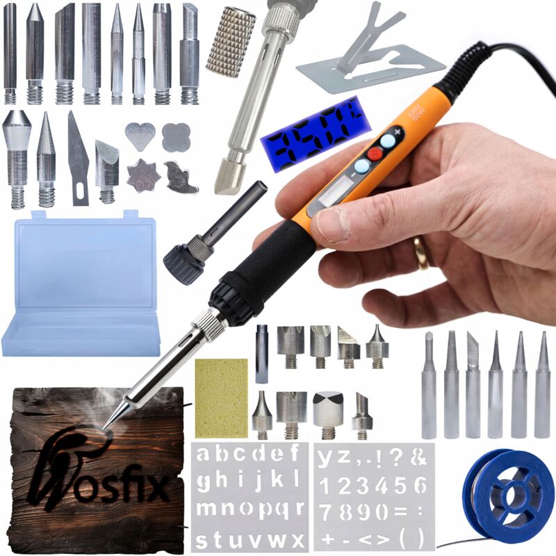 foto del prodotto rosfix set saldatore di precisione rosfix orange rottweiler or60w electric serie s 30 elementi a legna scatola di plastica 160x240x30mm
