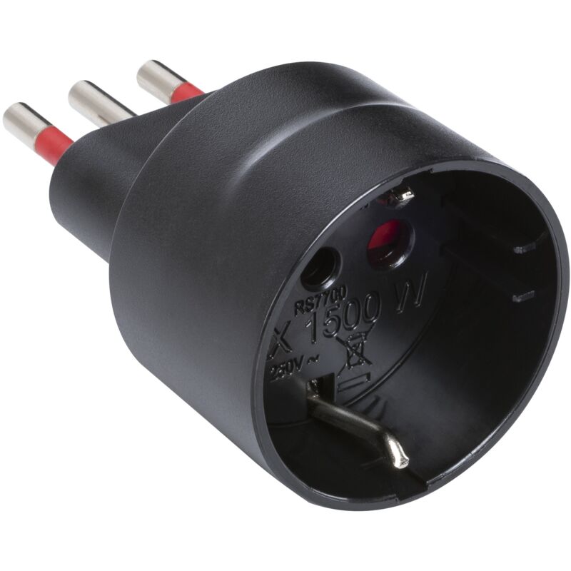 foto del prodotto rosi - adattatore schuko materiale elettrico 2p+t nero - rs7700n