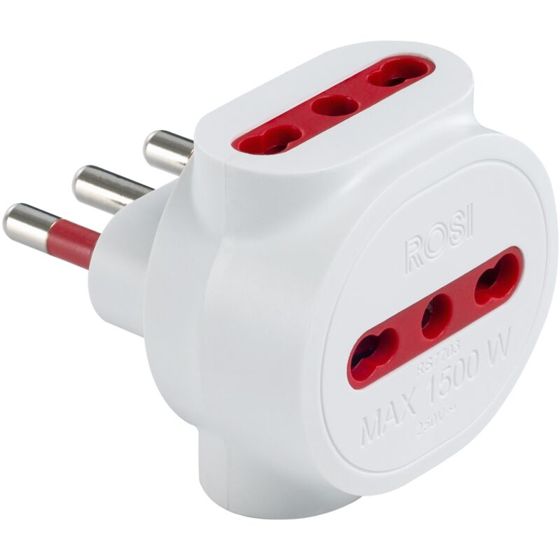 foto del prodotto rosi adattatore triplo 3 x 2p t 10 16a 250v bianco rs7703b