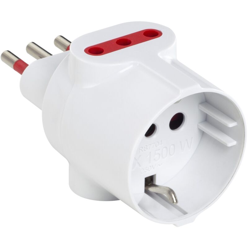 foto del prodotto rosi adattatore triplo materiale elettrico standard it30 p11 s11 bianco rs7704b