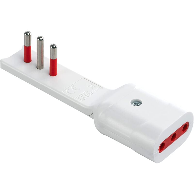 foto del prodotto rosi adattatore ultrapiatto spina presa 10a, bianco, serie emilia flat rs7710b