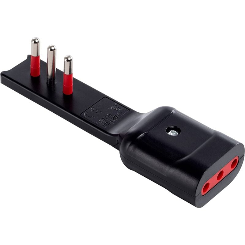 foto del prodotto rosi adattatore ultrapiatto spina presa 10a, nero, serie emilia flat rs7710n