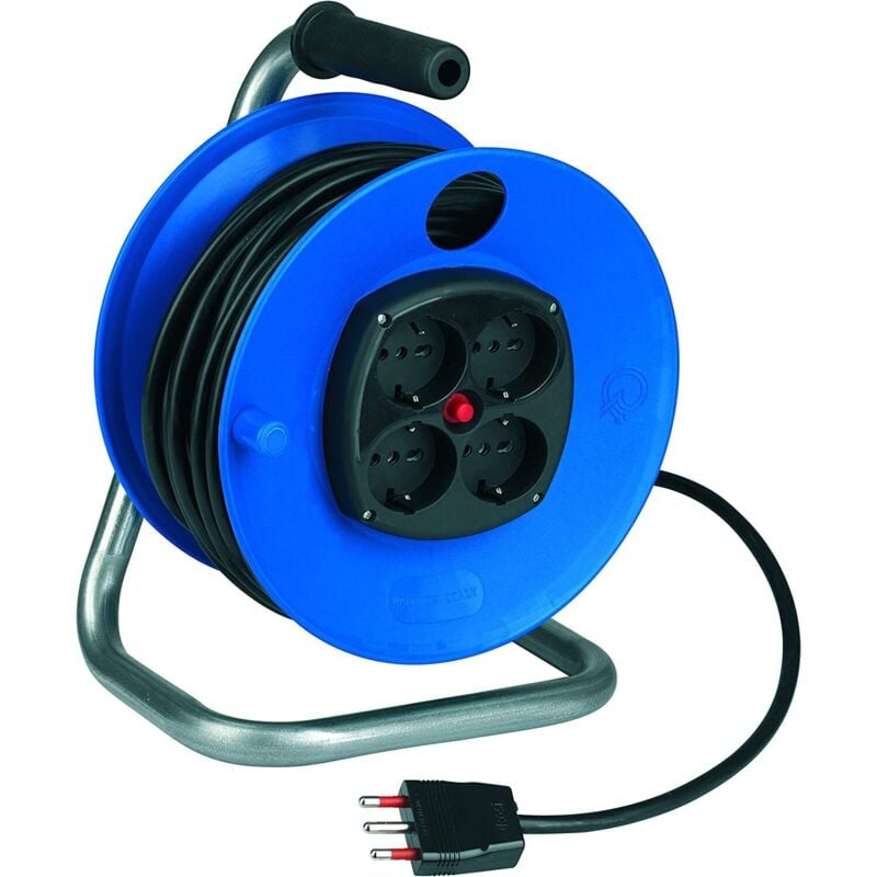 foto del prodotto rosi avvolgicavo prolunga elettrica cr14254bn 25 metri avvolgi cavo 4 prese