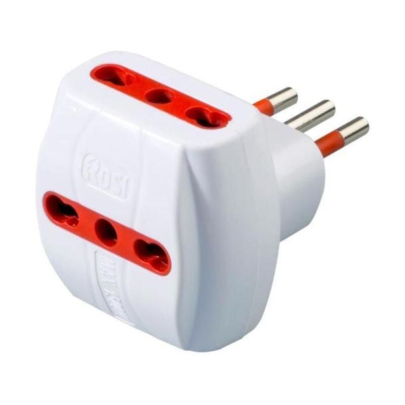 foto del prodotto rosi materiale elettrico adattatore triplo 2p t 10 16a colore bianco rs78041t