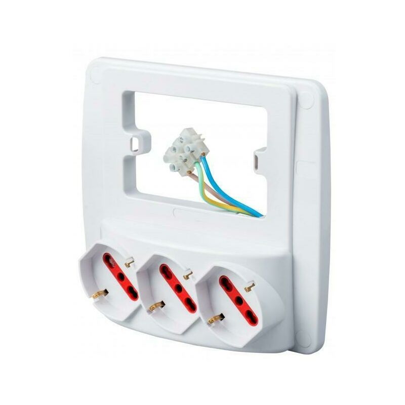 foto del prodotto rosi materiale elettrico multipresa da parete 3 posti schuko colore bianco rs94132