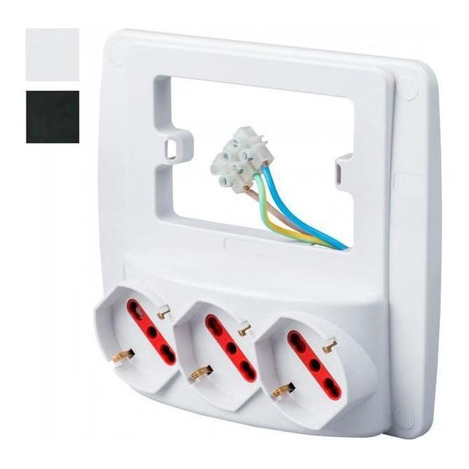 foto del prodotto rosi multipresa a parete 3 prese 10 16a sk nero smart