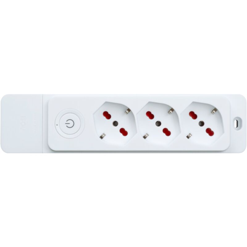 foto del prodotto rosi multipresa con 3 prese bipasso schuko 10 16a, senza cavo, con interruttore, bianco, serie emilia specialist rs8312b