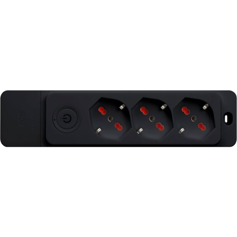 foto del prodotto rosi multipresa con 3 prese bipasso schuko 10 16a, senza cavo, con interruttore, nero, serie emilia specialist rs8312n