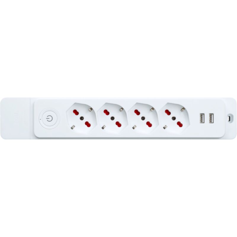 foto del prodotto rosi multipresa con 4 prese bipasso schuko 10 16a e 2 prese usb, senza cavo, con interruttore, bianco, serie emilia specialist rs8412ub