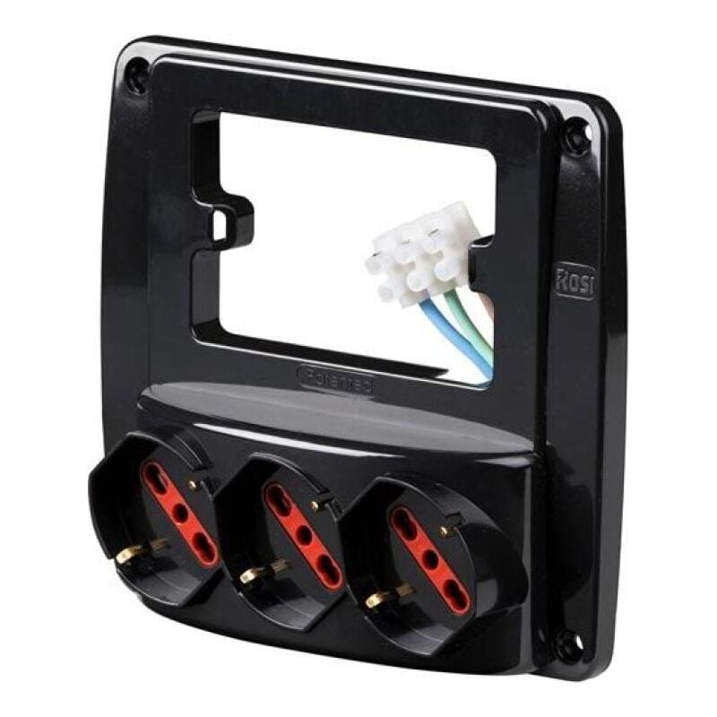 foto del prodotto rosi multipresa da parete materiale elettrico emilia smart 2p t 10 16a nero rs94133