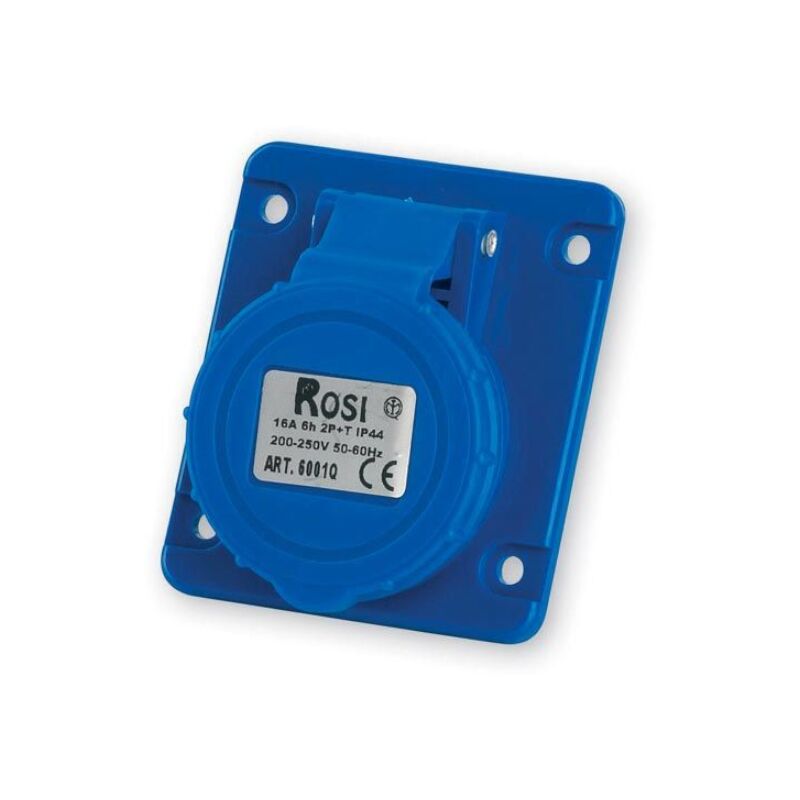 foto del prodotto rosi presa industriale da incasso, 230v, 2p t, 16a, ip54, 75x75mm, inclinata 10 1006001q