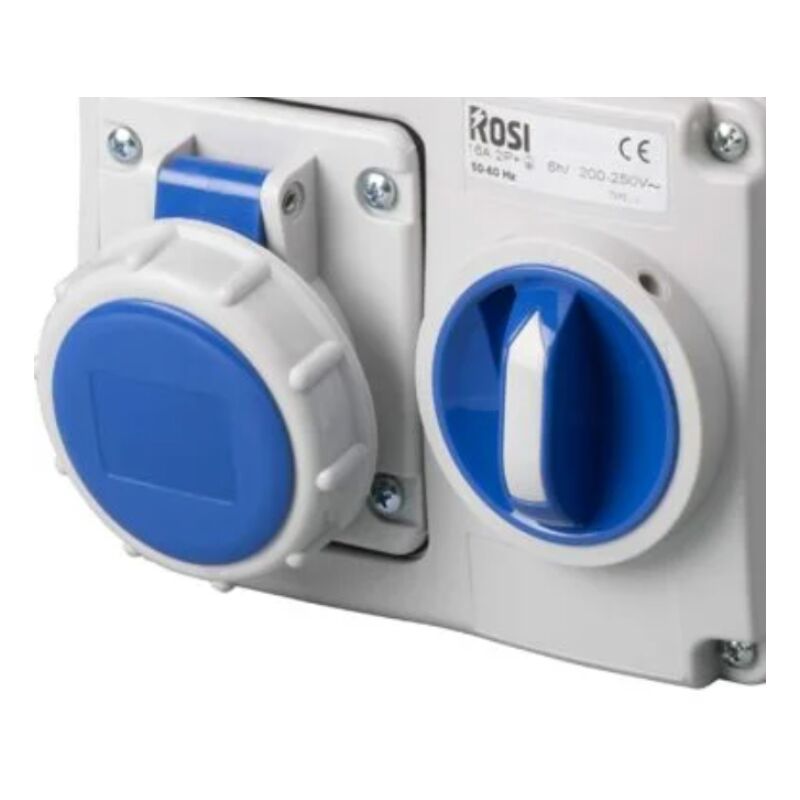foto del prodotto rosi presa interbloccata con sezionatore senza fondo materiale elettrico serie 14 3p 16a 230v blu 14.3214b6 i